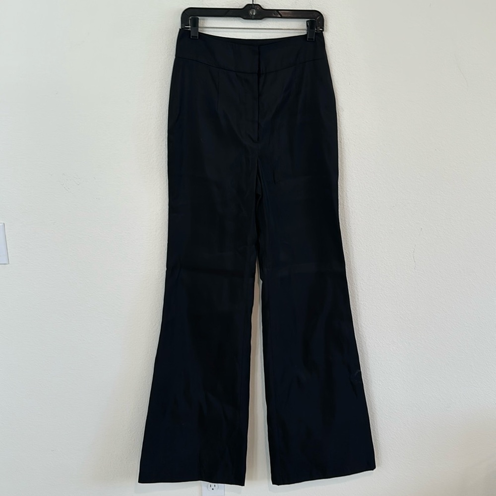 NWT Naeem Khan 100% Silk Wide Leg Black Pant